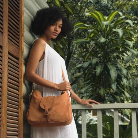 Luxury Leather Suede Camel Boho Bag NEW